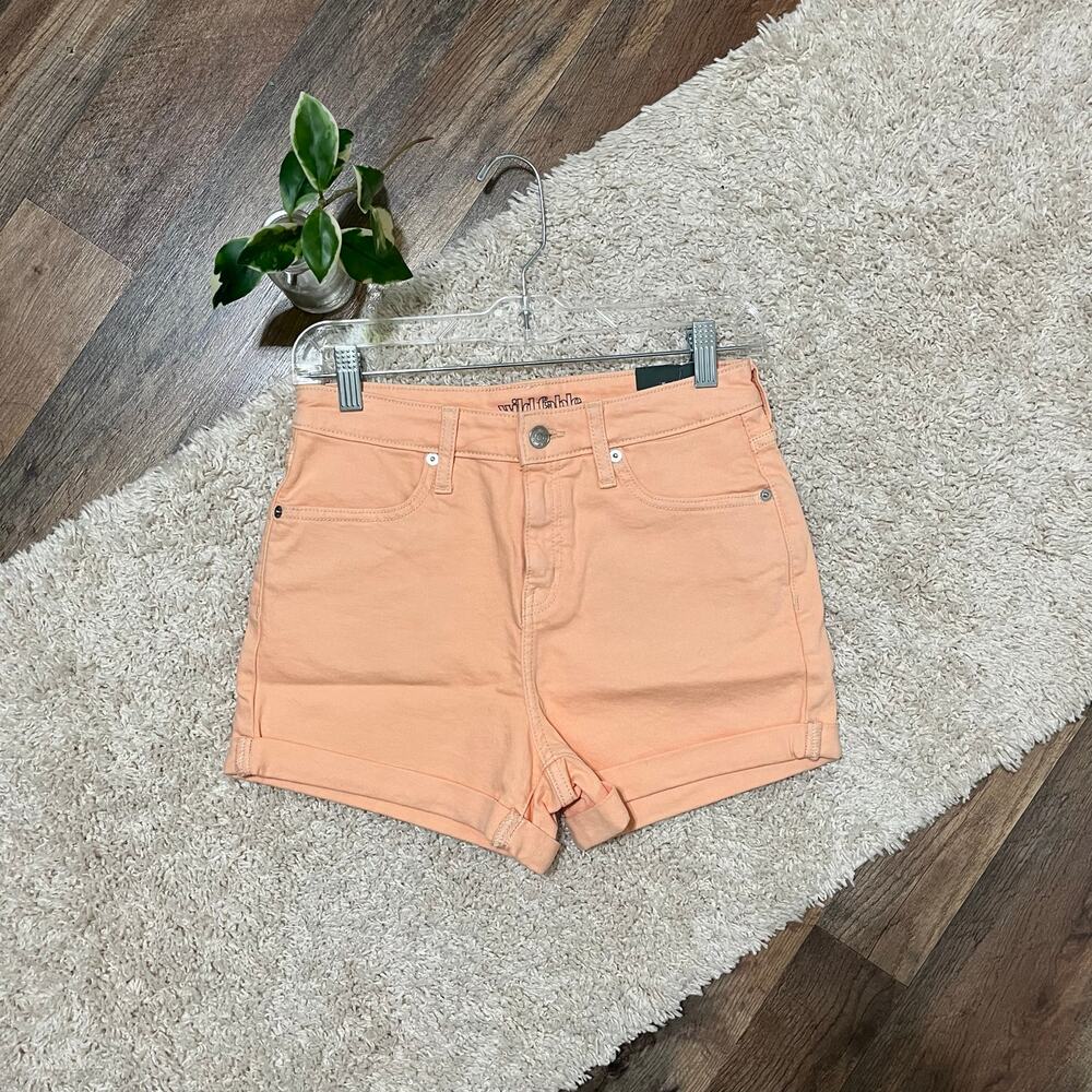 Wild Fable Size 0 Peach Orange High-Rise Cuffed Denim Mom Shorts NWT